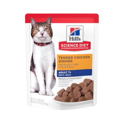 24 Pouches Hill's Science Diet Adult 7+ Alimento Húmedo para Gato Senior Sabor Pollo 79g