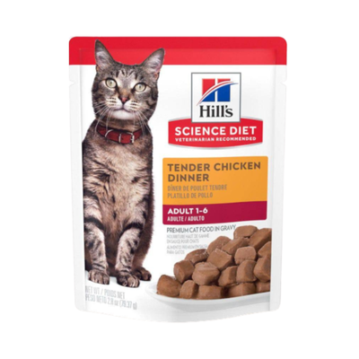 24 Pouches Hill's Science Diet Adult, Alimento Húmedo para Gato Adulto Sabor Pollo 79g