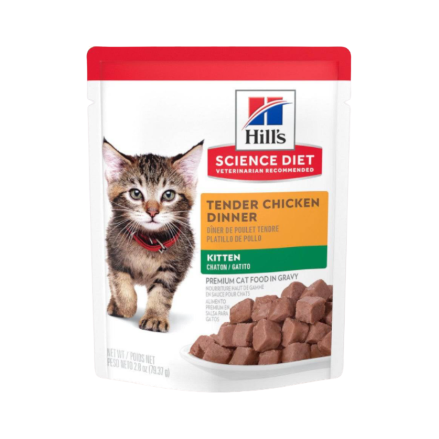 24 Pouches Hill's Science Diet Kitten, Alimento Húmedo para Gatito Sabor Pollo 79g