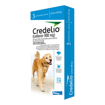 Credelio Perros 3 Tabletas 900 Mg 22 a 45 Kg Elanco