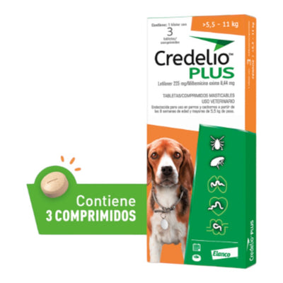 Credelio Plus 3 Tabletas Perros 5.5 a 11 Kg Elanco