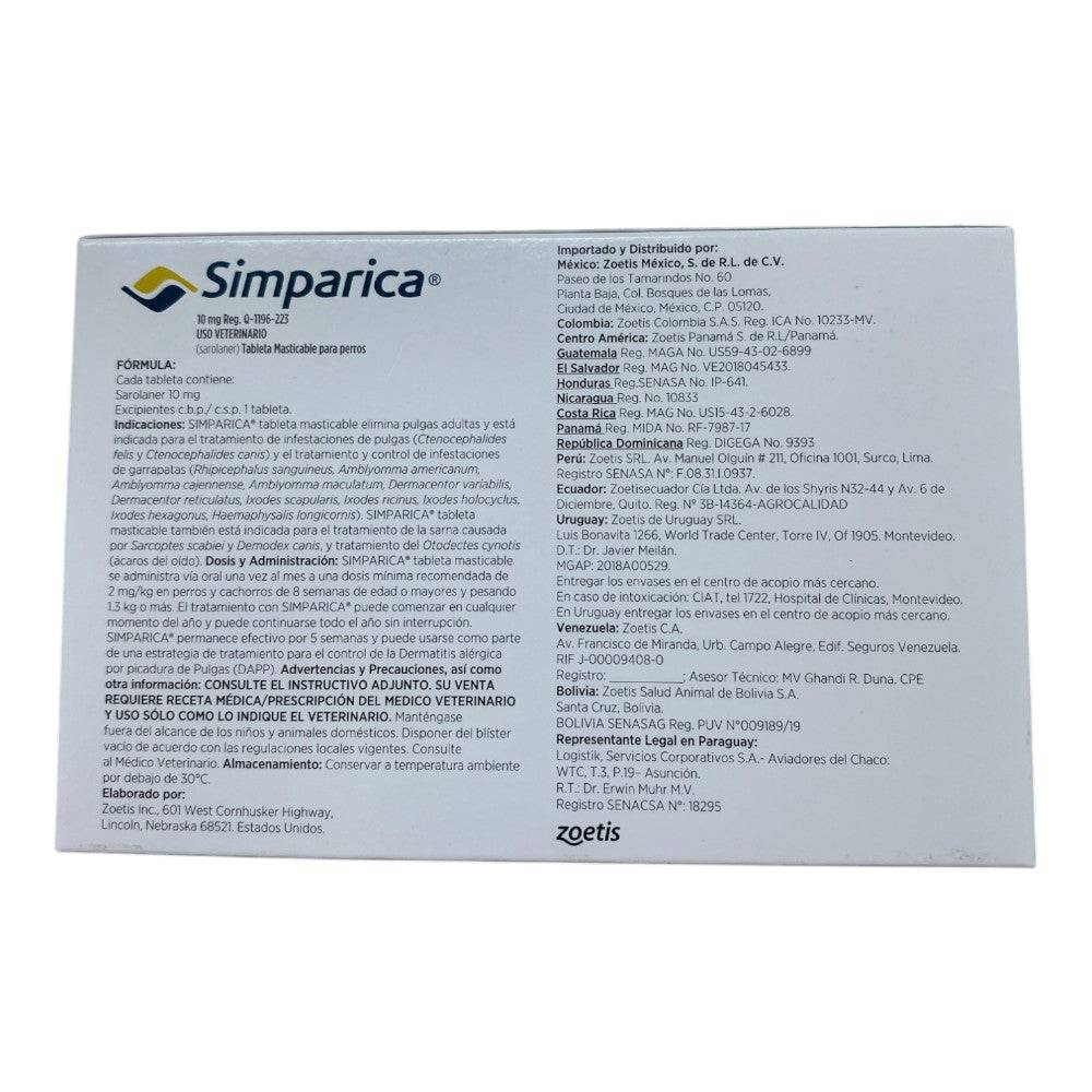 Simparica 1 Masticable 10 Mg 2.5 a 5kg - AniMALL