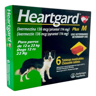 Heartgard Plus M Perros de 12 a 22 Kg 6 Tabletas Masticables