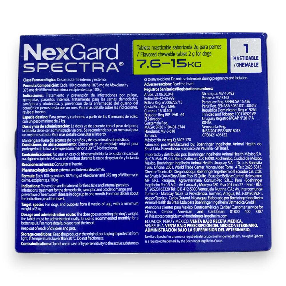 Nexgard Spectra 1 Tableta 7.6 a 15 Kg - AniMALL