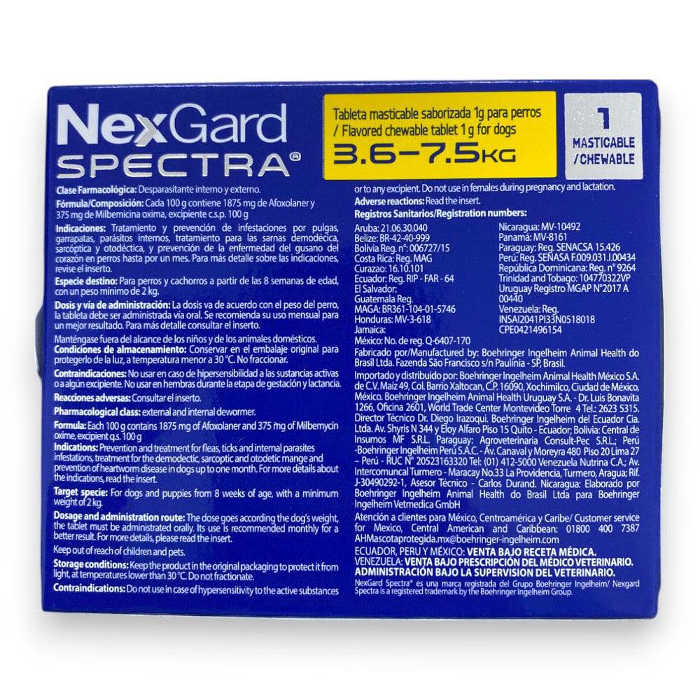 Nexgard Spectra 1 Tableta 3.6 a 7.5 Kg - AniMALL