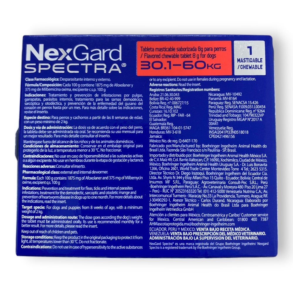 Nexgard Spectra 1 Tableta 30.1 a 60 Kg