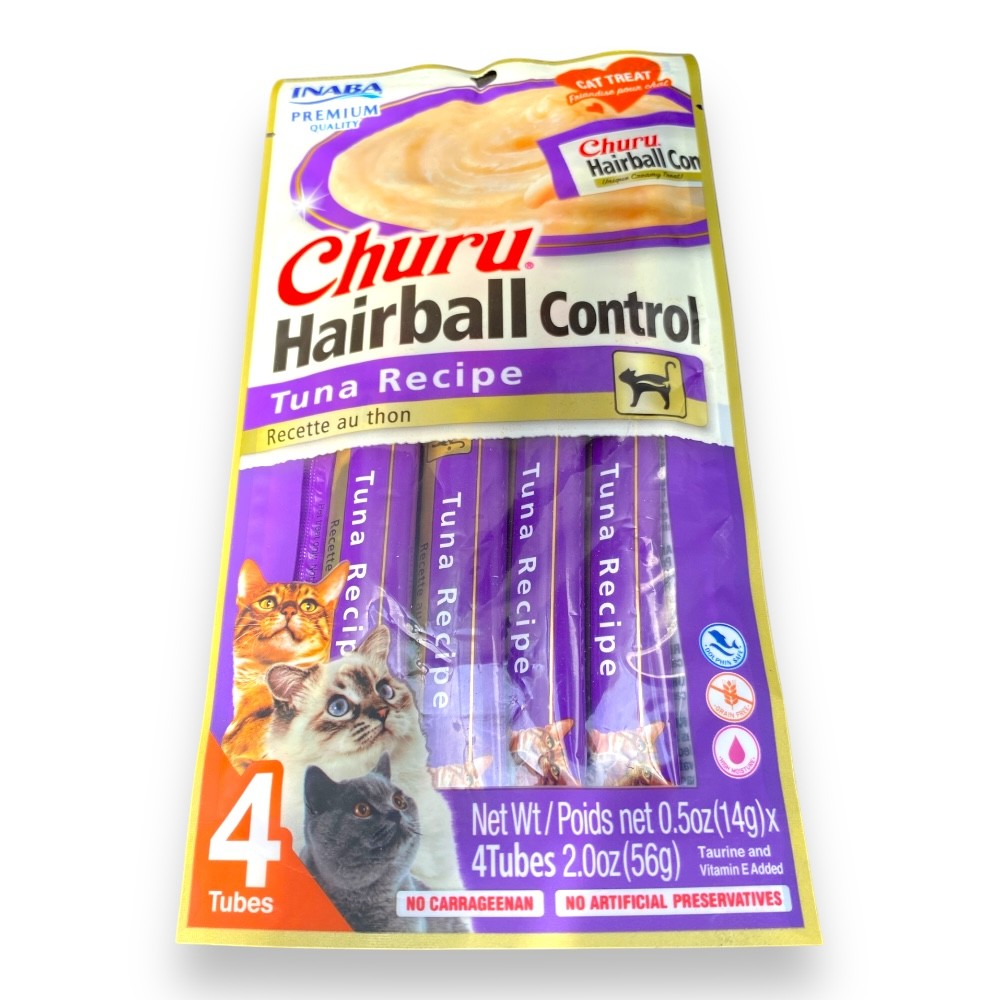 Churu Premios para Gato Atún Hairball 4 tubos de 14 gr