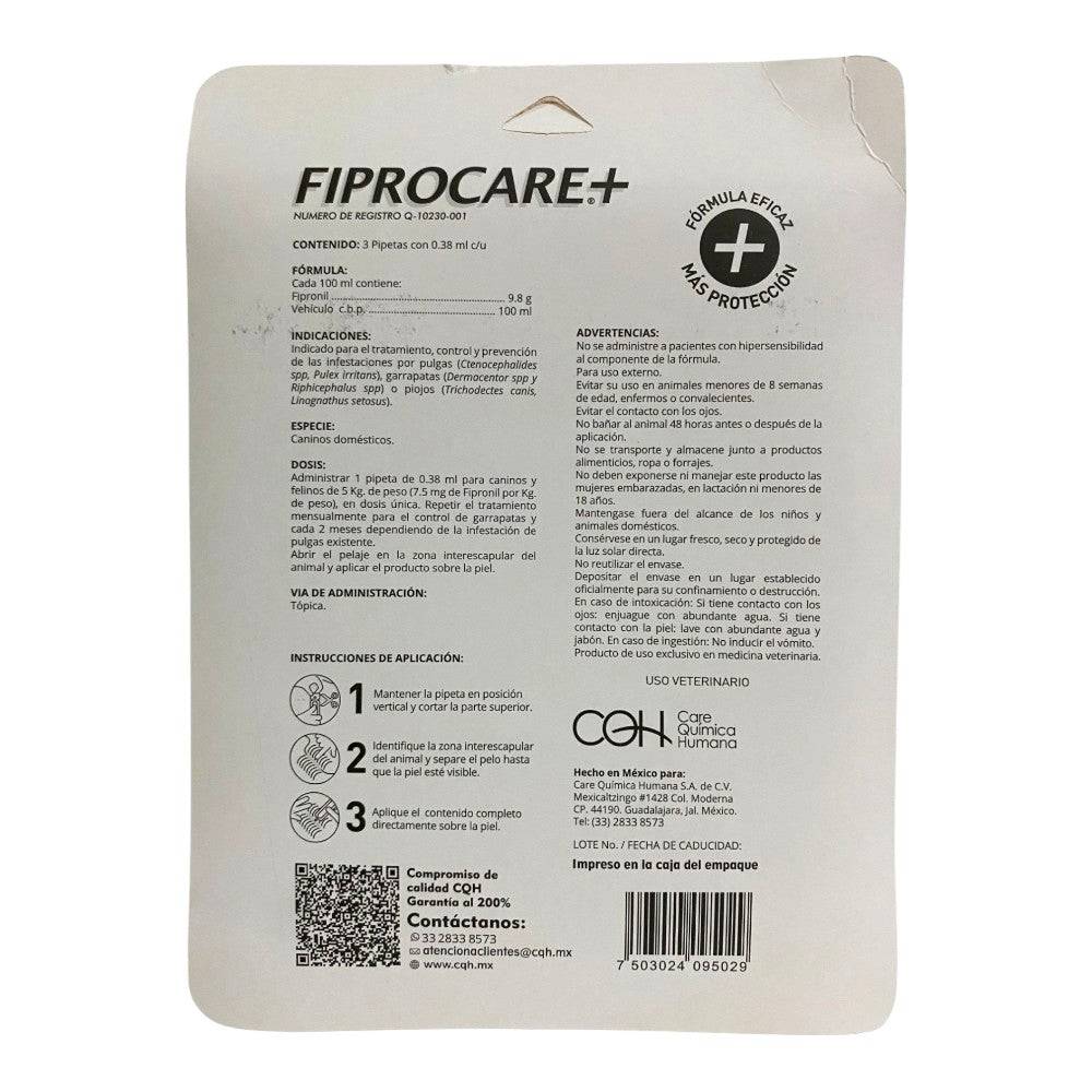 Fiprocare 3 Pipetas para Perro de hasta 5 kg - AniMALL