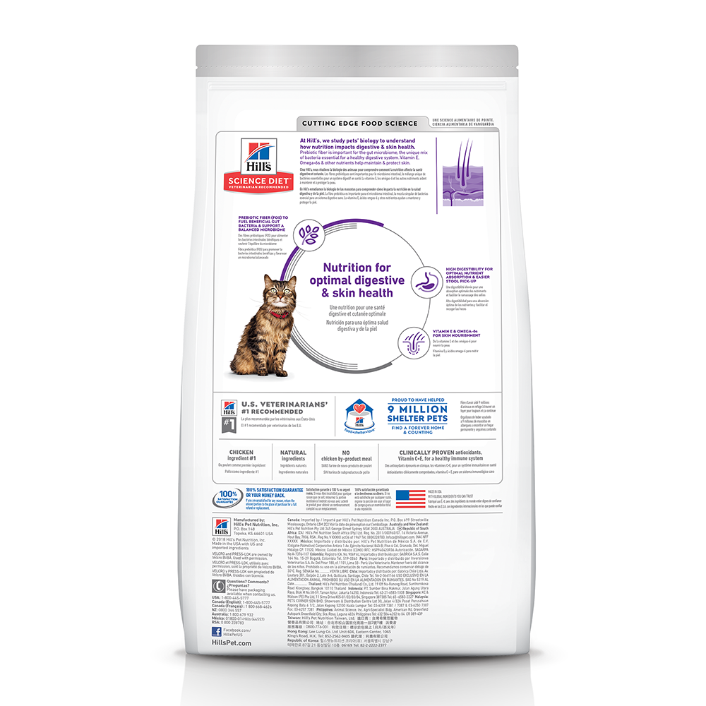 Hill's Science Diet Sensitive Skin & Stomach, alimento para gato adulto, piel y estómago sensibles 7Kg