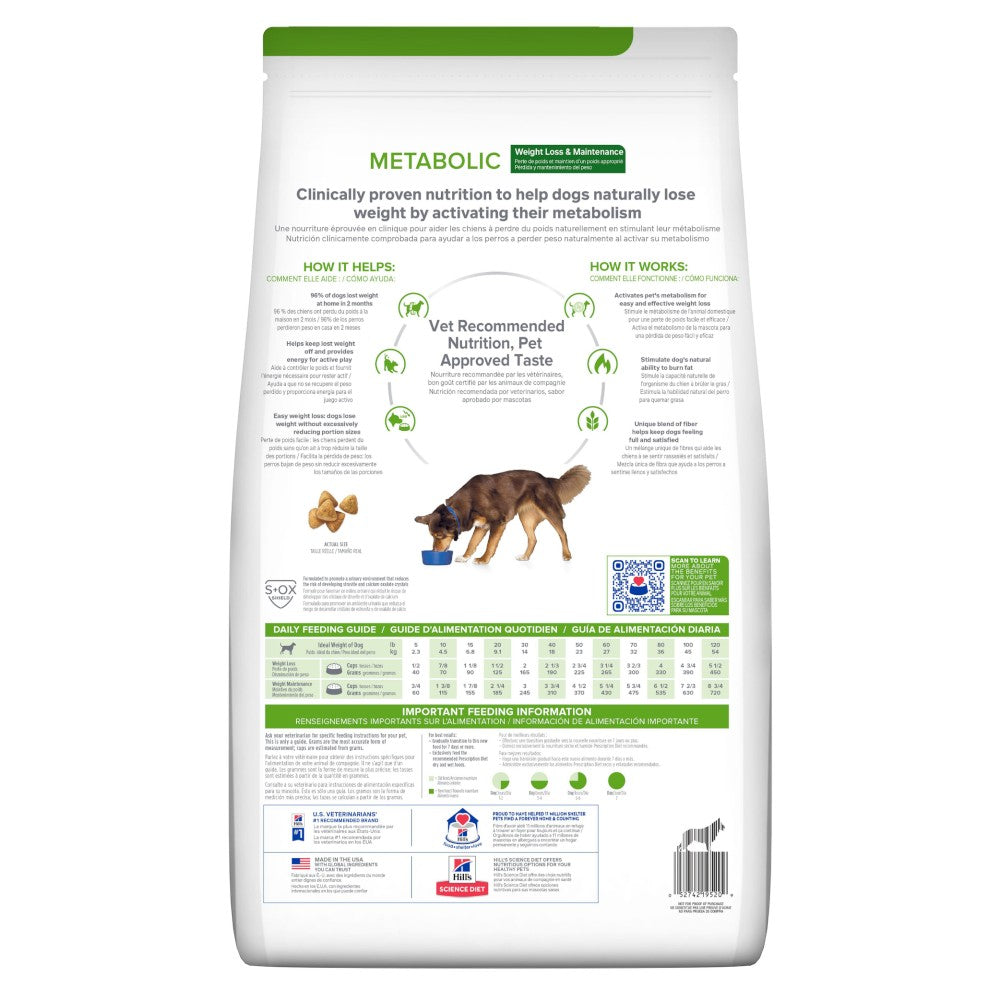 Hill's Prescription Diet Metabolic, Pérdida y Mantenimiento del Peso, para Perro, 8 Kg