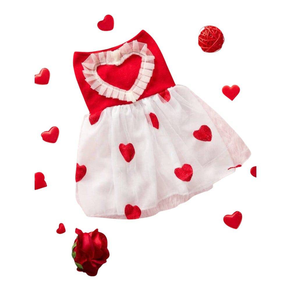 Vestido Rojiblanco con Corazones S - AniMALL