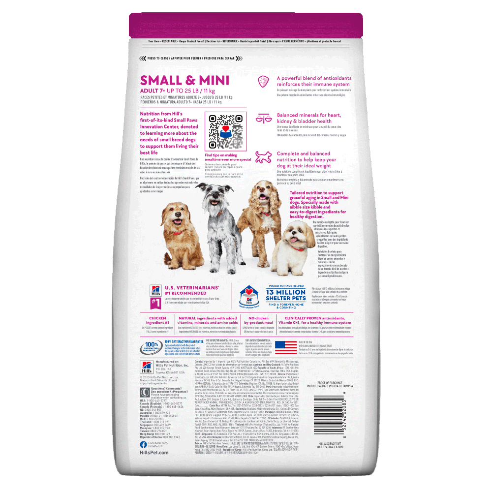 Hill's Science Diet Small & Mini Adult 7+, alimento para perro senior raza pequeña y mini 2Kg