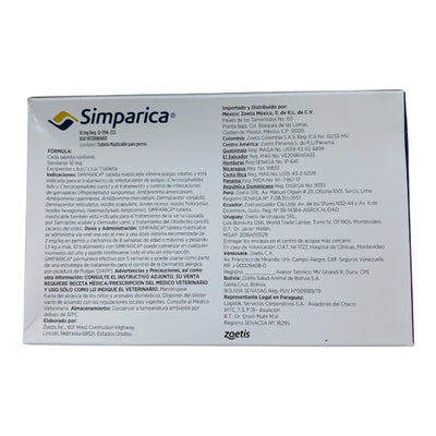 Simparica 3 Tabletas 10 Mg 2.5 a 5 Kg