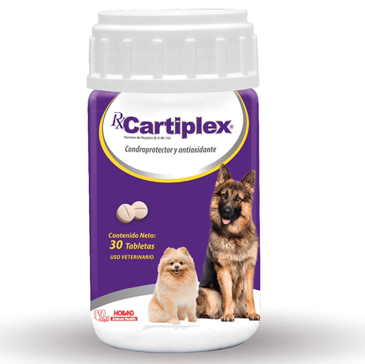 Holland Rx Cartiplex Suplemento Condroprotector y Antioxidante para Perro, 30 Tabletas. - AniMALL