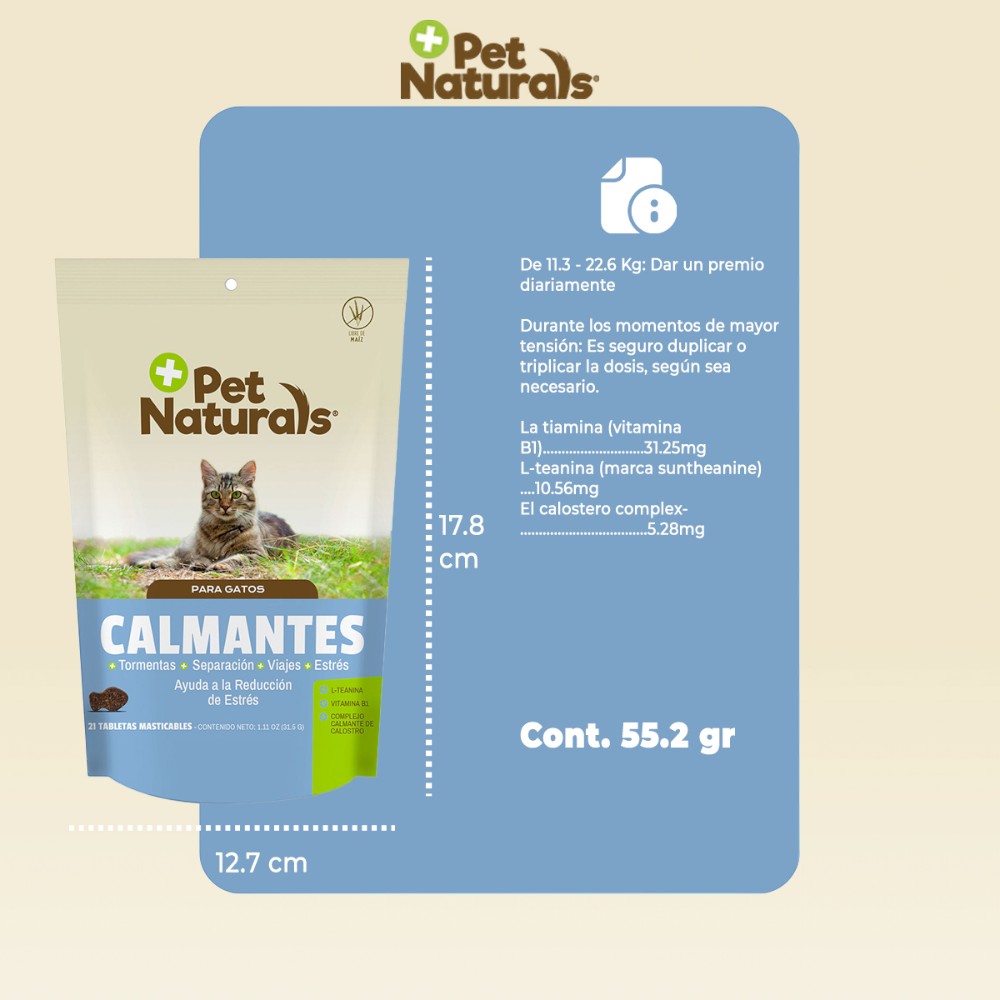 Calmantes Naturales para Gato, Sin Sedantes. Forma y Sabor a Premio 21 pz