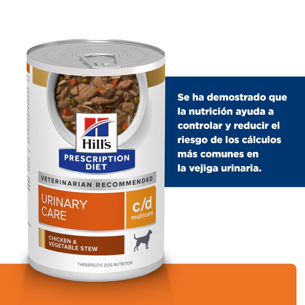 Lata Hill's Prescription Diet c/d Multicare, Cuidado Urinario, Estofado de Pollo y Vegetales, 354 g