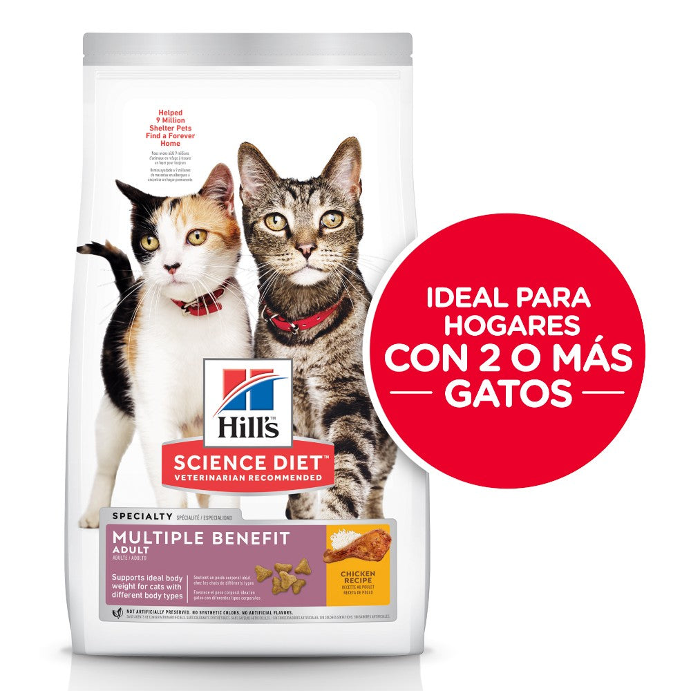 Hill's Science Diet Multiple Benefit, alimento saludable para hogares con varios gatos 3.2Kg