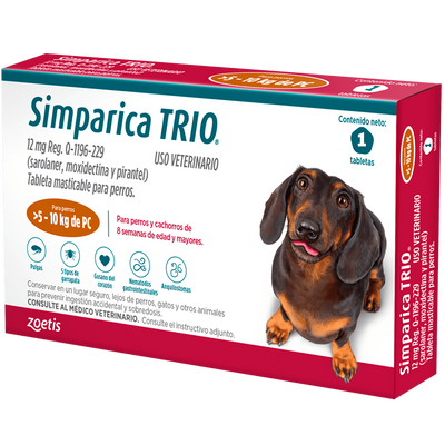 Simparica Trio 1 Masticable 12mg 5 a 10 kg