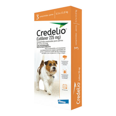 Credelio 3 Tabletas Perros 225 mg 5.5 a 11 kg Elanco