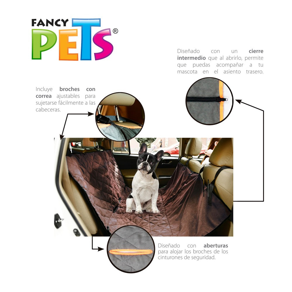 Fancy Pets Cubre Asiento de Tela Café