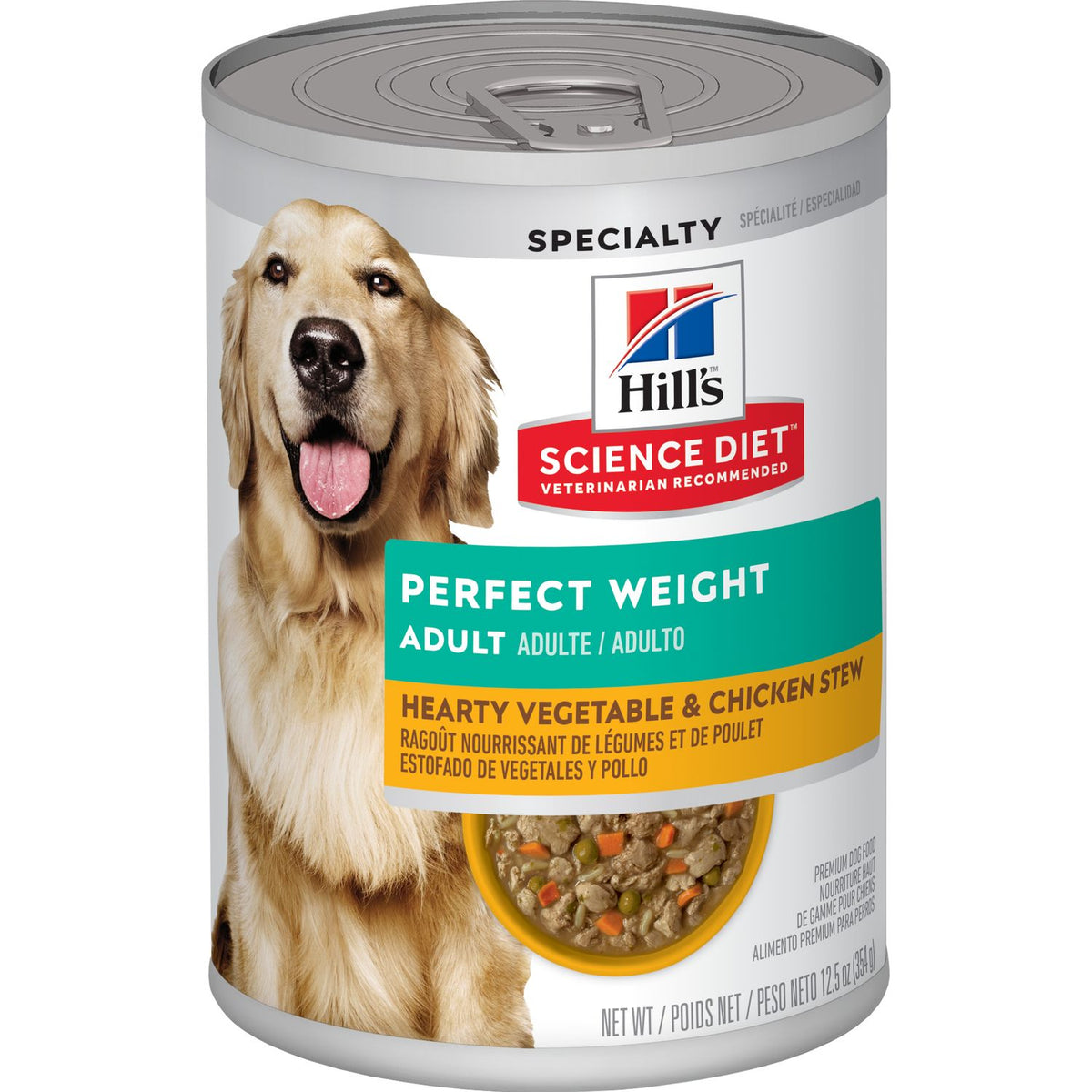 12 Latas Hill's Science Diet Perro Adulto Perfect Weight Sabor Estofado Pollo y Vegetales 354 g