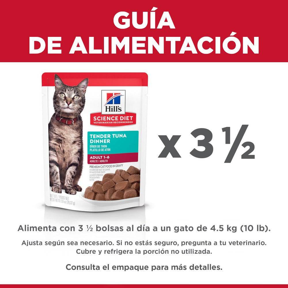 Hill's Science Diet Adult, alimento húmedo en pouch para gato adulto, platillo de atún 79g - AniMALL