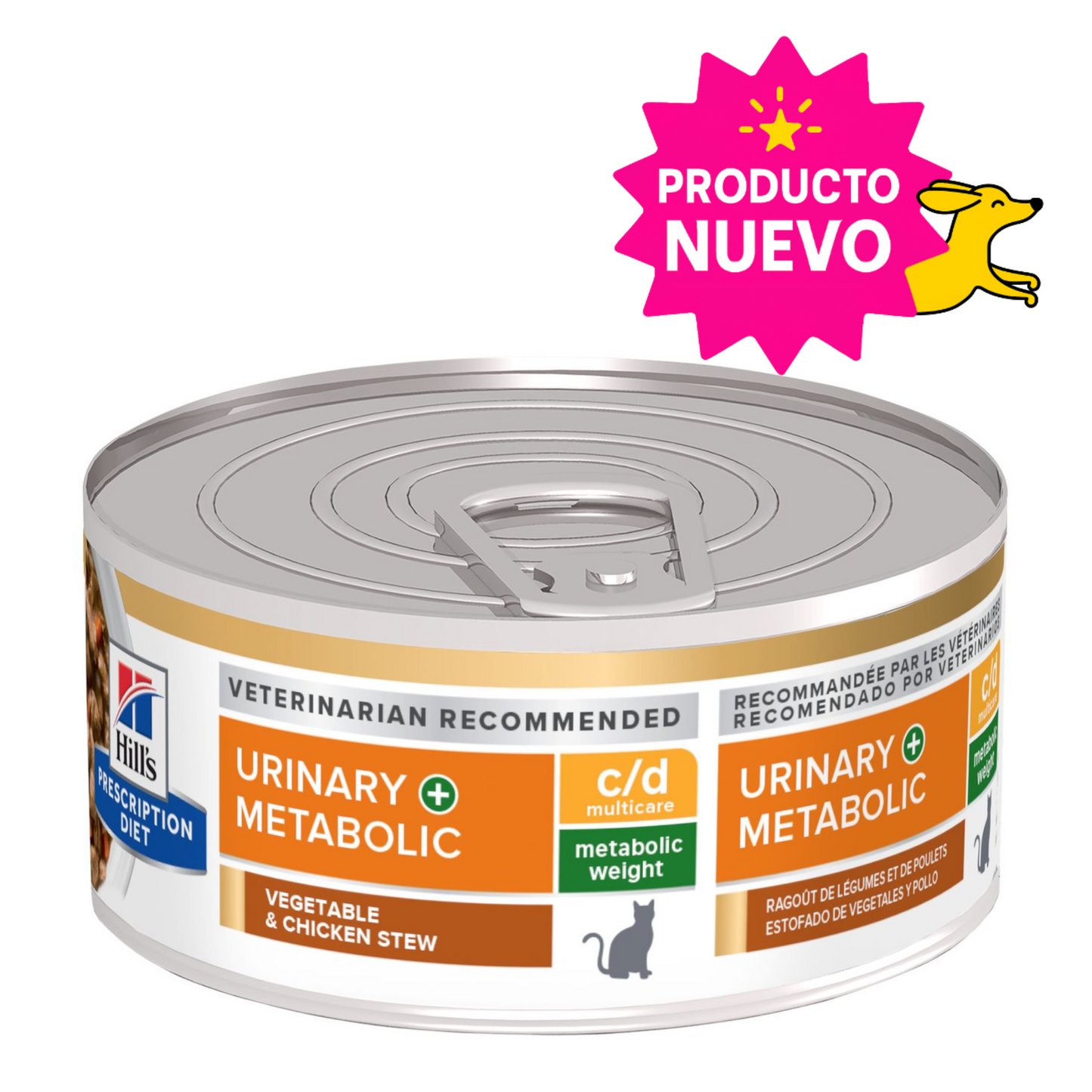1 Lata Hill's Prescription Diet Feline Alimento Húmedo c/d Multicare + Metabolic Gato Sabor Vegetales & Pollo 82 g