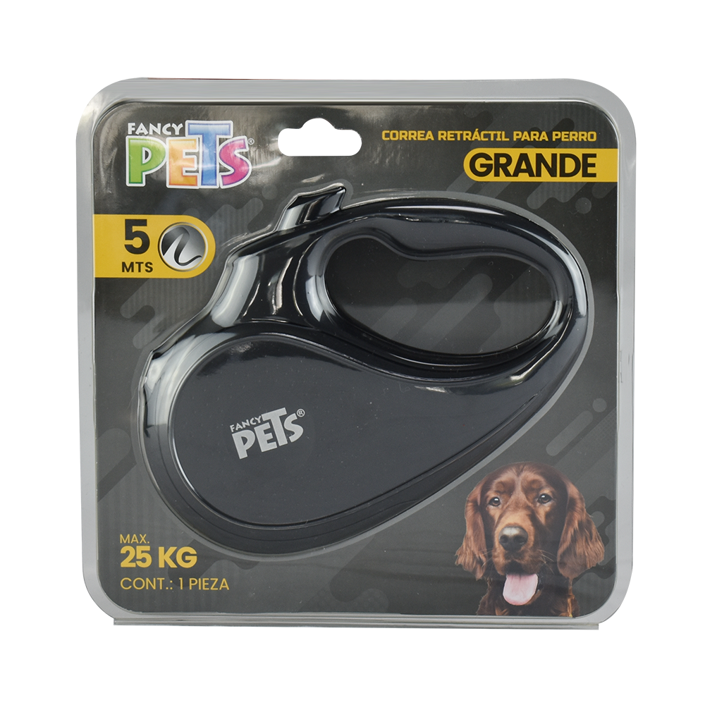 Fancy Pets Correa Retractil Grande Negra para Perro