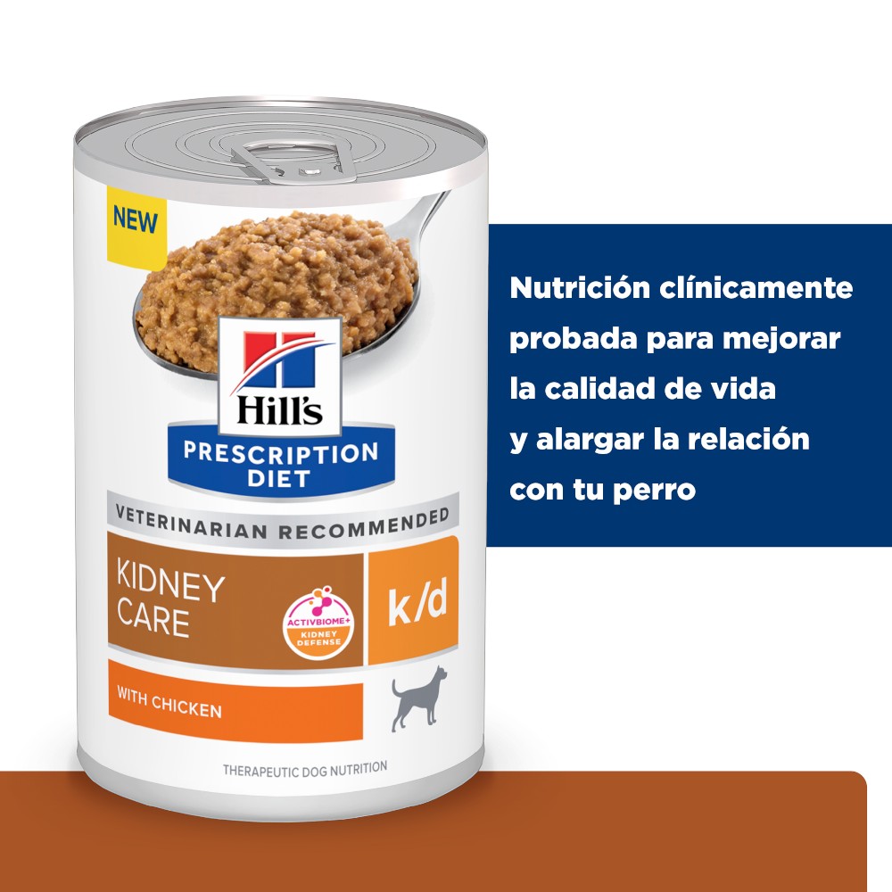 12 Latas Hill's Prescription Diet k/d, Cuidado Renal, para Perro con Pollo, 363 g