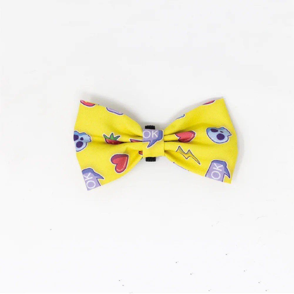 Collar con moño perro M Amarillo con emoji