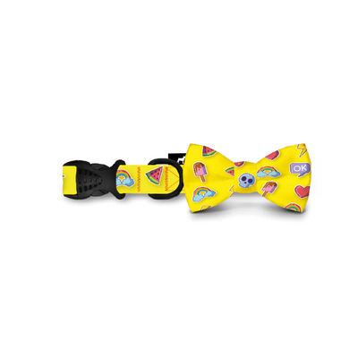 Collar con moño Amarillo con emoji  Talla S