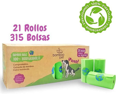 Bolsas Compostables 100% Biodegradables 21 Rollos 315 Bolsas para desechos