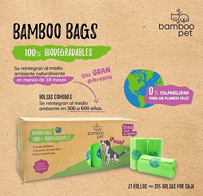 Bolsas Compostables 100% Biodegradables 21 Rollos 315 Bolsas para desechos