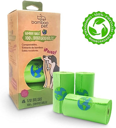 Bolsas Compostables 100% Biodegradables 8 Rollos 120 Bolsas para desechos