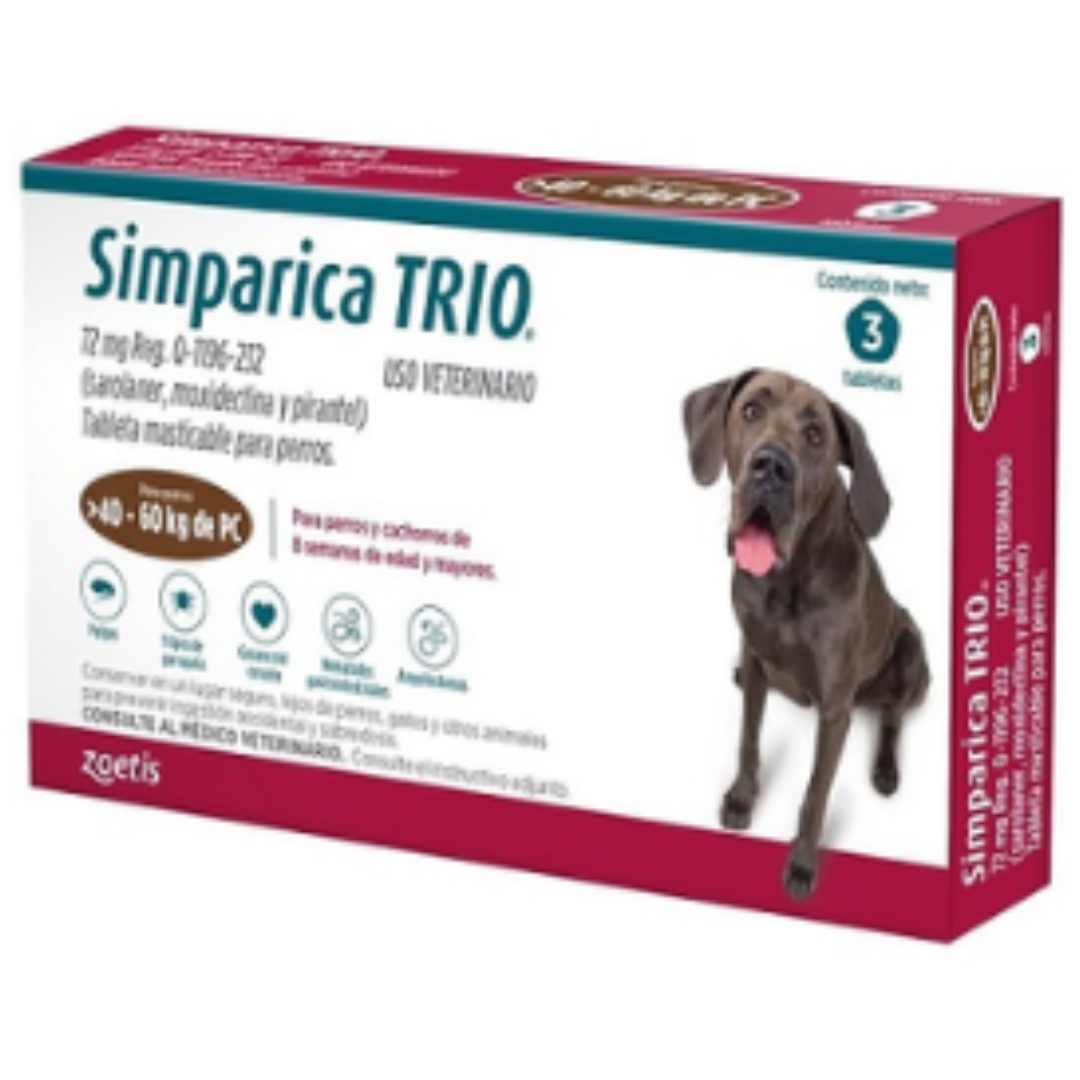 Simparica Trio 3 Masticables 72 Mg 40 a 60 Kg