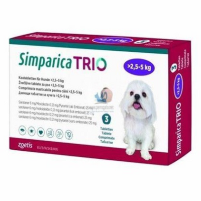 Simparica Trio 3 Masticables 6mg 2.5 a 5 kg