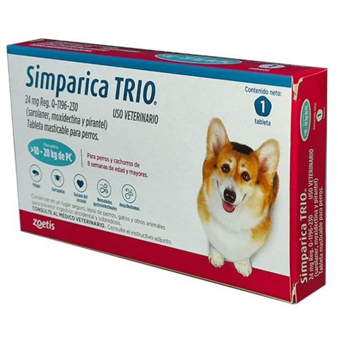 Simparica Trio 1 Masticable 24mg 10 a 20kg