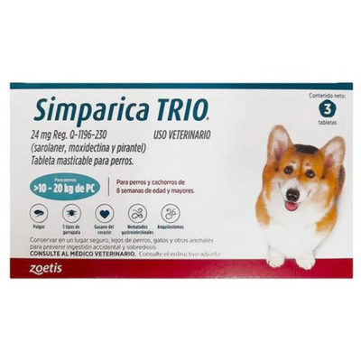 Simparica Trio 3 Masticables 24mg 10 a 20kg - AniMALL