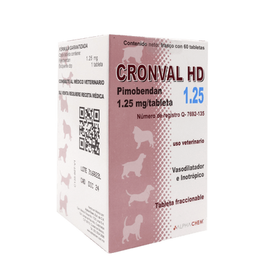 Cronval HD 1.25 mg, Pimobendan, Frasco de 60 tabletas - AniMALL