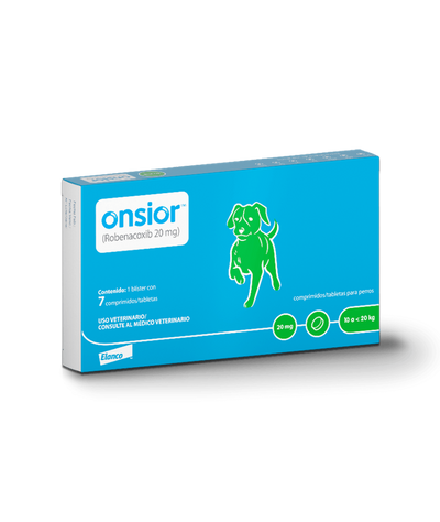 Onsior, Robenacoxib, 1 blíster con 7 comprimidos de 20mg c/u, Elanco.