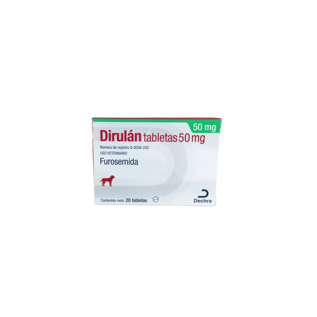 Dirulan, Furosemida, 20 tabletas de 50mg c/u, Dechra - AniMALL