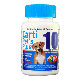Carti Pet's Plus 10, Condroprotector + Meloxicam, Frasco con 30 tabletas, Norvet. - AniMALL