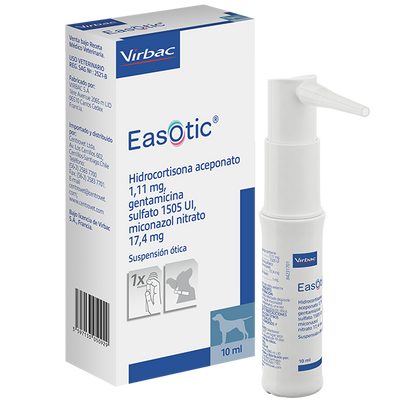 EasOtic, Antiinflamatorio y antimicrobiano, Suspensión Ótica de 10 ml, Virbac.