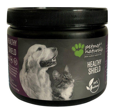 Healthy Shield, Eliminador de Pulgas, Garrapatas y Parásitos Internos 100 gr Petmet Naturals