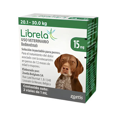 Librela 15 mg (20.1 a 30 kg) Caja con 2 Viales, Zoetis (REQUIERE REFRIGERACIÓN)