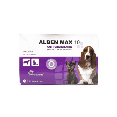Alben Max 10 Antiparasitario 30 Tabletas, Mederilab