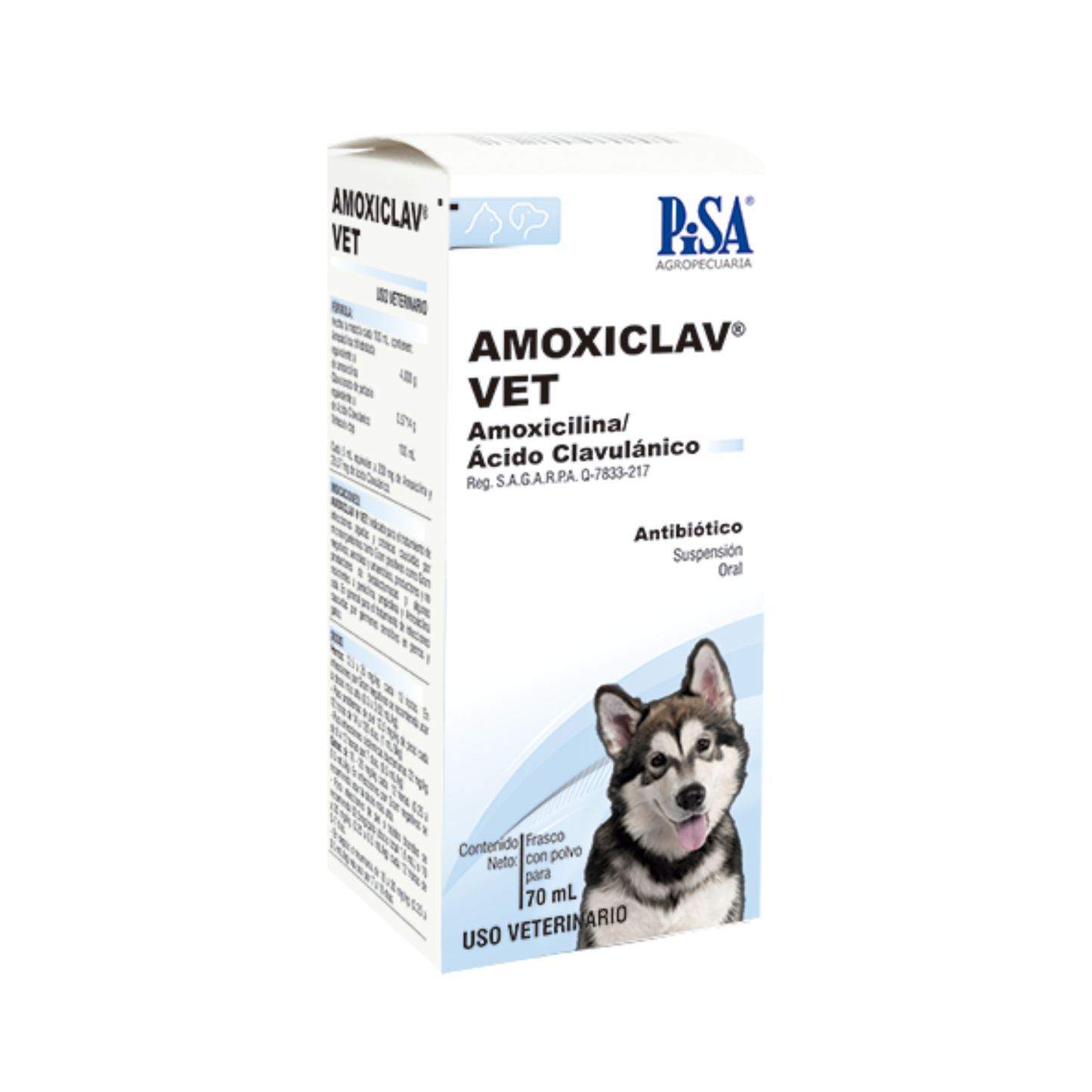 Amoxiclav Vet Solución Oral 70 ml | Antibiótico Amoxicilina Ácido Clavulánico para Perros y Gatos Pisa
