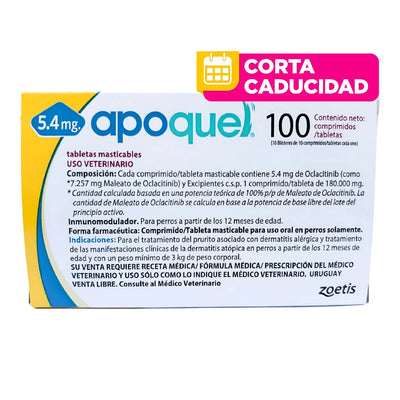 CORTA CADUCIDAD Apoquel 100 Tabletas Masticables 5.4 mg