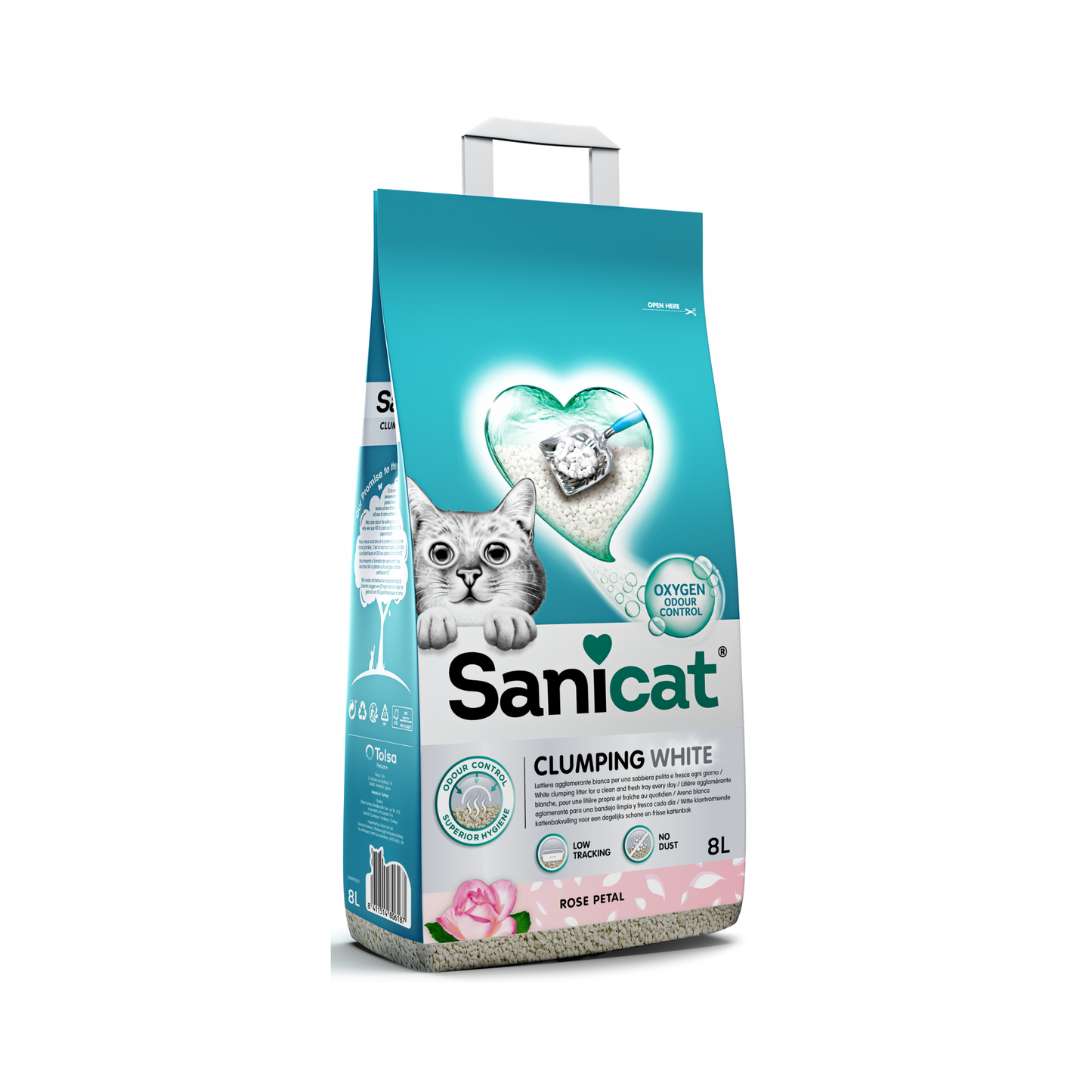 Arena Para Gato Sanicat Clumping White Rose Petals 8 Litros