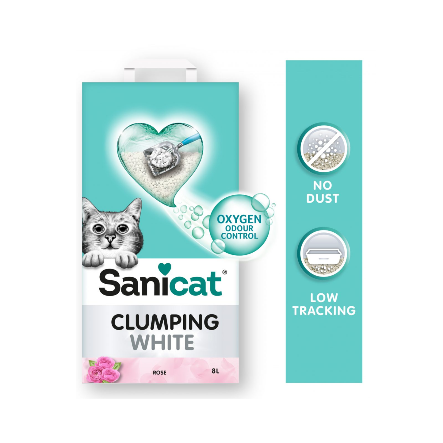 Arena Para Gato Sanicat Clumping White Rose Petals 8 Litros